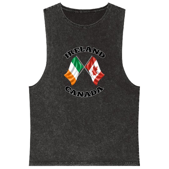Irish Canadian Ireland and Canada Flags Mineral Wash Tank Tops