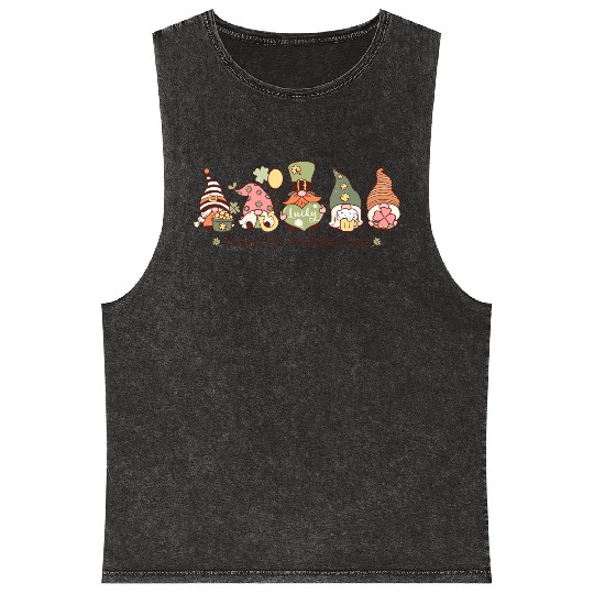 Happy St. Patrick's Day Gnomes Mineral Wash Tank Tops
