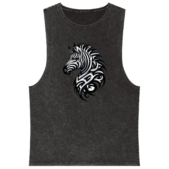 Zebra's Abstract tone Mineral Wash Tank Tops
