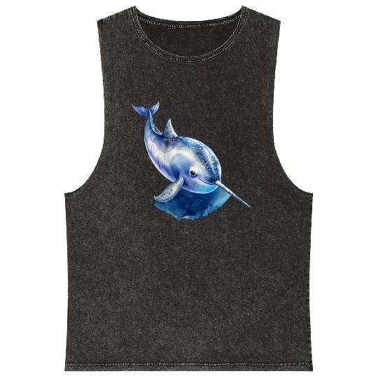 Narwhal Whale Mineral Wash Tank Tops