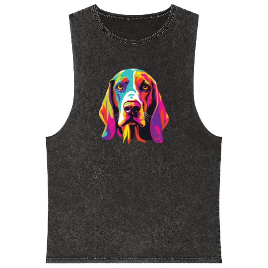 Watercolor Colorful Treeing Walker Coonhound Mineral Wash Tank Tops