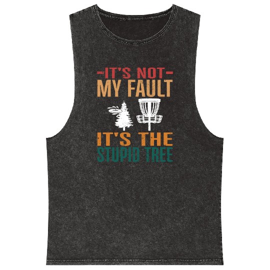 Retro Disc Golf Stupid Tree Disc Golfer Mineral Wash Tank Tops