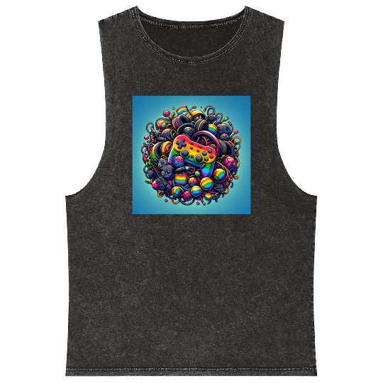 Controller Lovefest Gaymer Mineral Wash Tank Tops