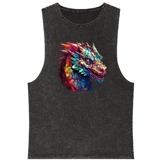 Cerulean Coil: The Stained Glass Dragon Mineral Wash Tank Tops