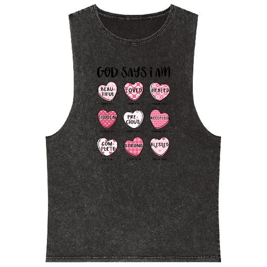 God says I am Precious Mineral Wash Tank Tops