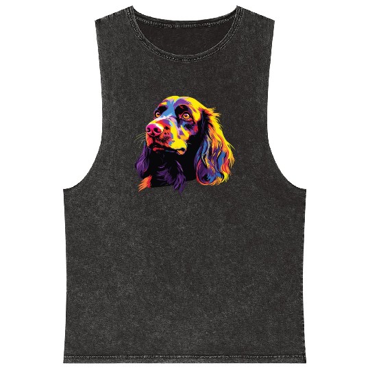 Watercolor Colorful Boykin Spaniel Mineral Wash Tank Tops