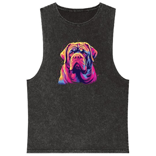 Watercolor Colorful Neapolitan Mastiff Mineral Wash Tank Tops