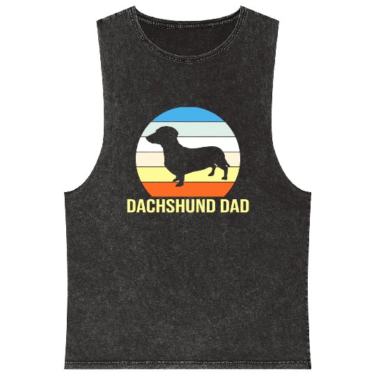 Dachshund Dad Mineral Wash Tank Tops