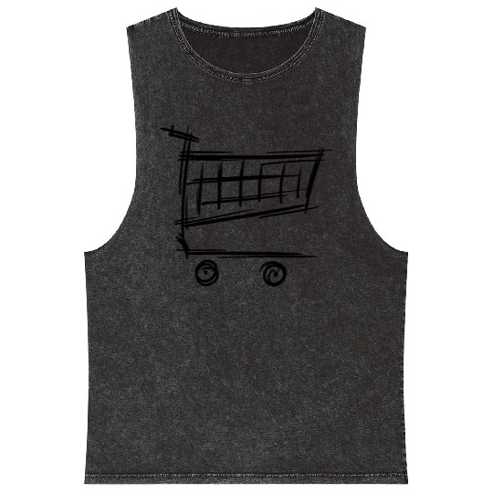 Shopping Cart Trolley Drawing Symbol Icon Mineral Wash Tank Tops