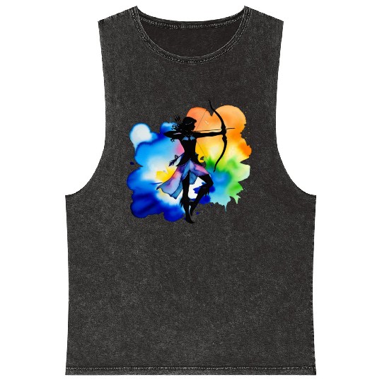 Color splash zodiac: Sagittarius Mineral Wash Tank Tops