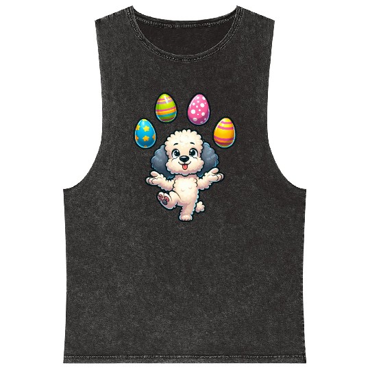 Easter Egg Easter Dog Poodle Juggling Juggler Mineral Wash Tank Tops