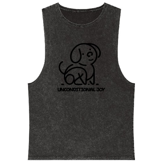 Unconditional Joy, cute Puppy- Light Mineral Wash Tank Tops