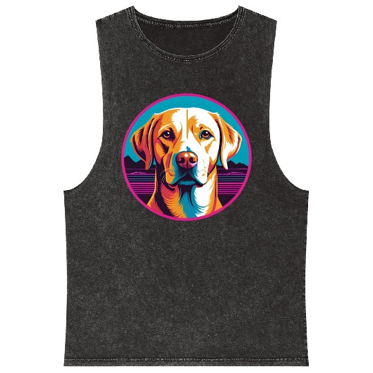 Synthwave Labrador Retriever 2 Mineral Wash Tank Tops