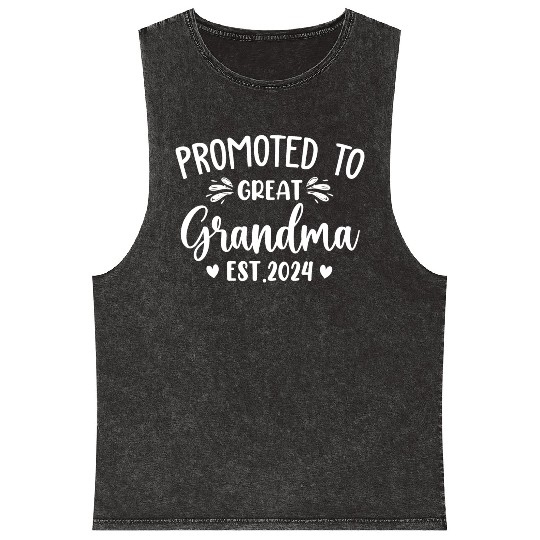 Promoted to Great Grandma 2024 Soon to Be Great Mineral Wash Tank Tops