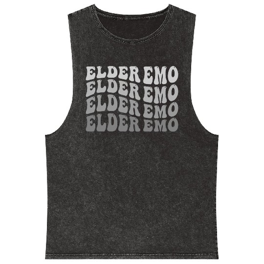 Elder EMO Multi Word Groovy Style Mineral Wash Tank Tops