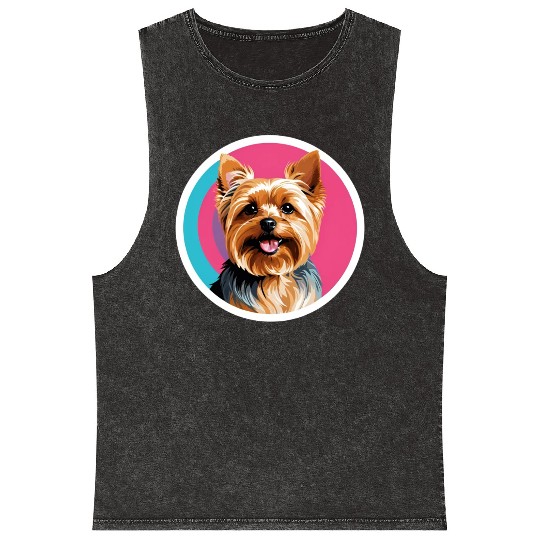 Synthwave Yorkshire Terrier 2 Mineral Wash Tank Tops