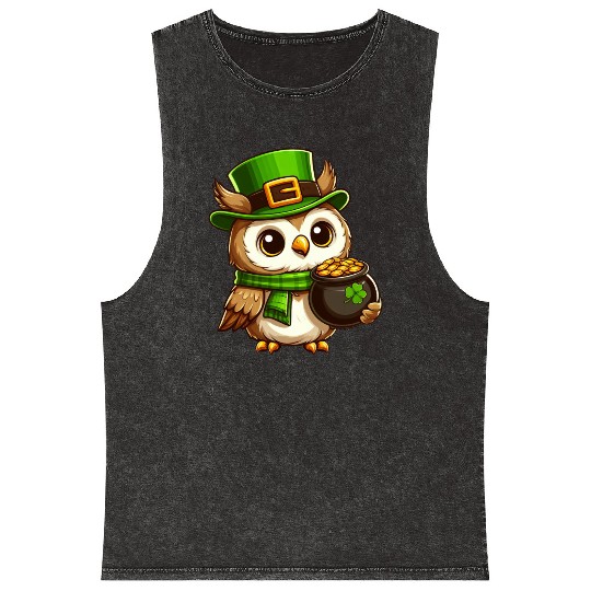 Golden Owl St. Patrick's Day Mineral Wash Tank Tops