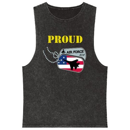 Proud Air Force Mom Mineral Wash Tank Tops