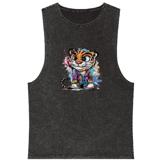 Tiger Trendsetter: Street Style Icon of the Urban Mineral Wash Tank Tops