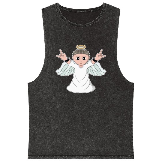 Heavy Music Loving Angel Mineral Wash Tank Tops