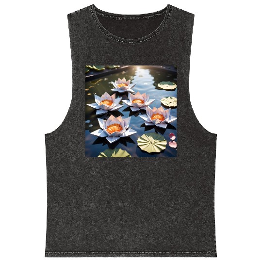 Lotus Origami Mineral Wash Tank Tops