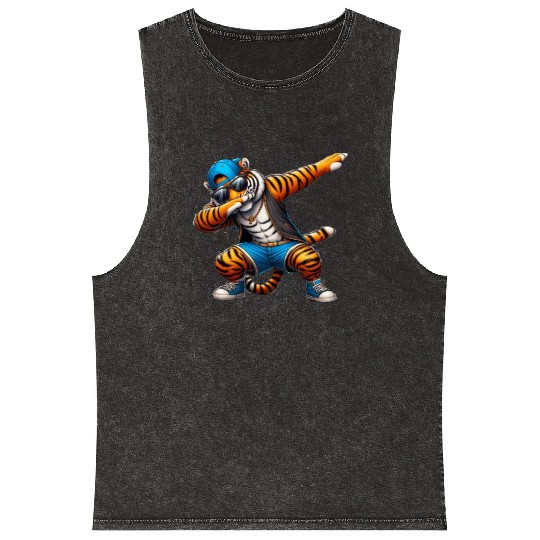 Dabbing Tiger With Sunglasses Cool Dabbing Tiger Mineral Wash Tank Tops