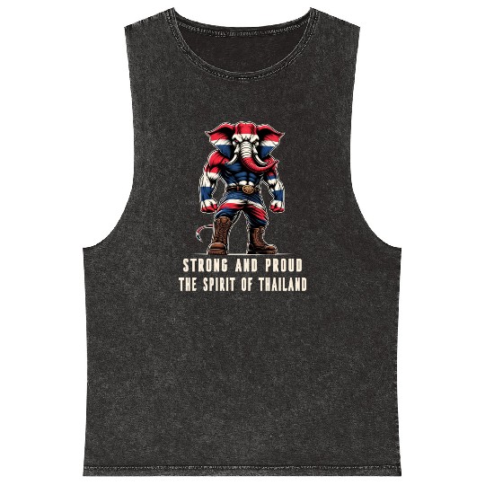 Thailand flag elephant Mineral Wash Tank Tops