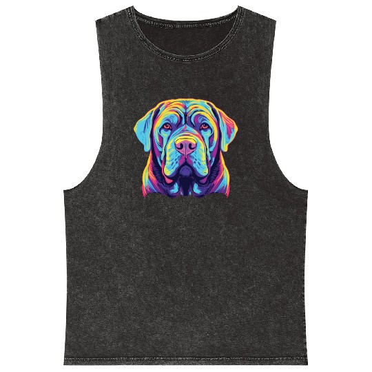 Watercolor Colorful Neapolitan Mastiff Mineral Wash Tank Tops
