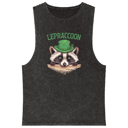 Lepraccoon Kobold Raccoon Saint Patrick Irish Mineral Wash Tank Tops