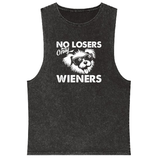 No Losers Only Wieners Dog Mineral Wash Tank Tops