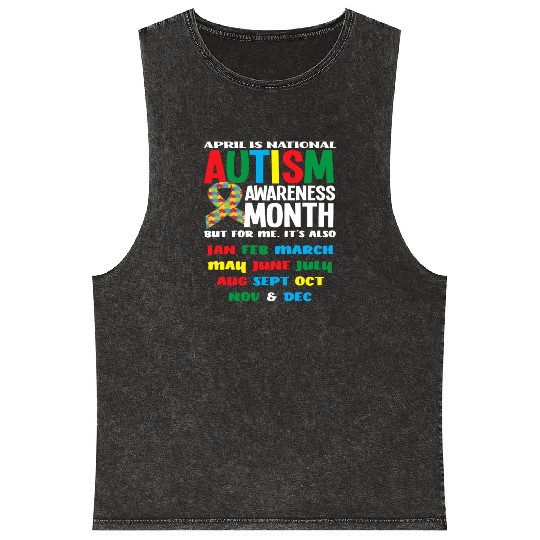 April National Autism Month Autism Awareness Mineral Wash Tank Tops