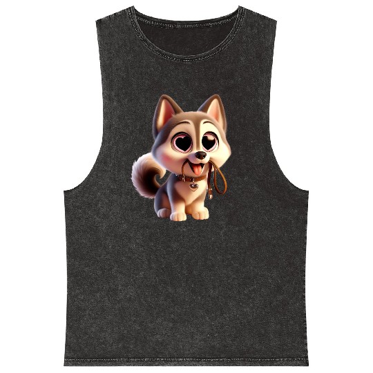 Charming Puppy Love Mineral Wash Tank Tops