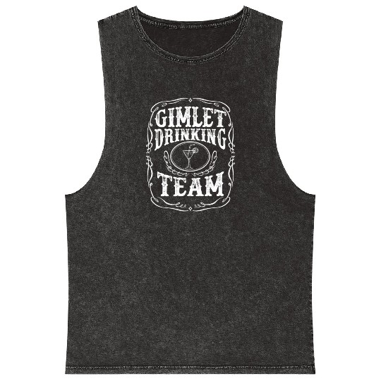 Gimlet Drinking Team Mineral Wash Tank Tops - Cocktail Alcoholic