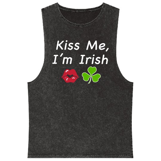St Patricks Kiss Me I'm Irish Trendy Baby Mineral Wash Tank Tops, Y2k