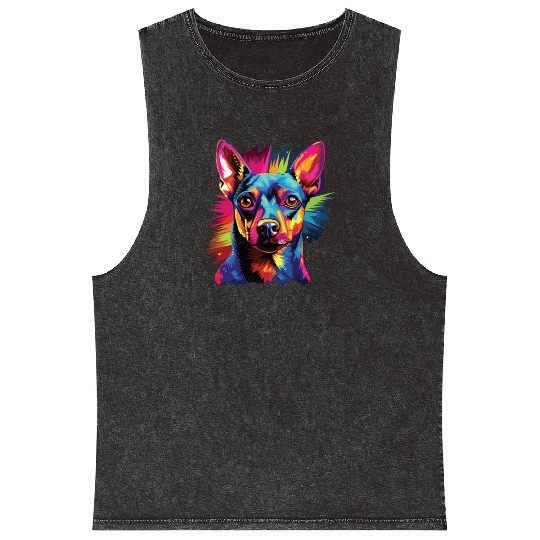 Watercolor Colorful Miniature Pinscher Mineral Wash Tank Tops