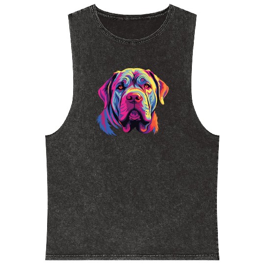 Watercolor Colorful Neapolitan Mastiff Mineral Wash Tank Tops