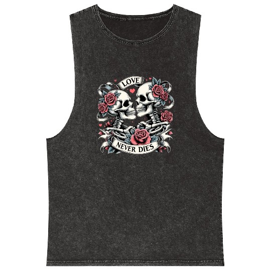 Skeleton Lovers Mineral Wash Tank Tops - Skeleton Couple