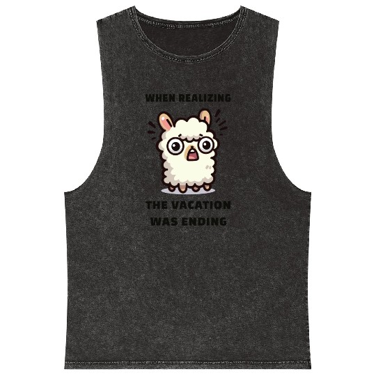 Surprised Lama - When the vacation was ending Mineral Wash Tank Tops