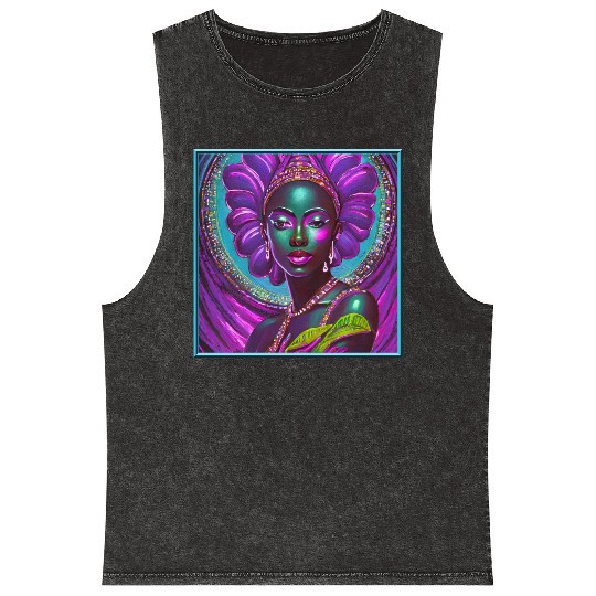 African Goddess Violet Nurturing Me - 1 Mineral Wash Tank Tops