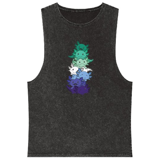 Gay Flag Gay Pride Lgbtq Axolotl Mineral Wash Tank Tops