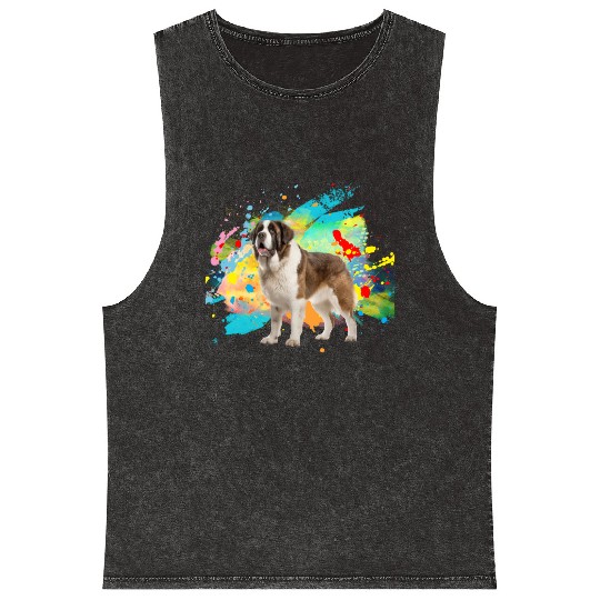 Saint Barnard Dog Lover, Dog Mom, Dog Dad Mineral Wash Tank Tops