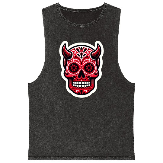 Adventurous Spirit: Daredevil Sugar Skull Mineral Wash Tank Tops