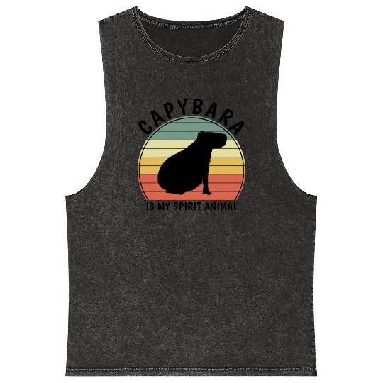 Capybara Is My Spirit Animal Mineral Wash Tank Tops