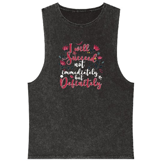 Success Affirmation Floral Motivational Mindset Po Mineral Wash Tank Tops