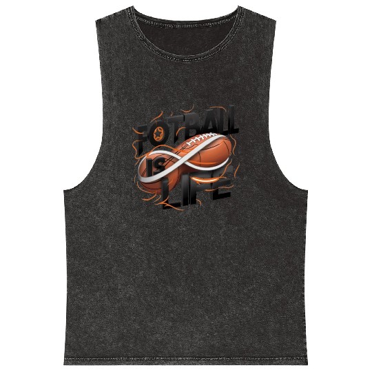 "Eternal Passion: Football is Life" Mineral Wash Tank Tops