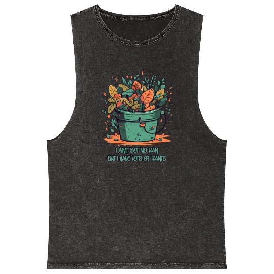 Bucket Overflowing with Plants Mineral Wash Tank Tops
