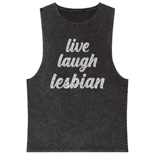 Live Laugh Lesbian - Leopard Themed LGBTQIA+ Mineral Wash Tank Tops