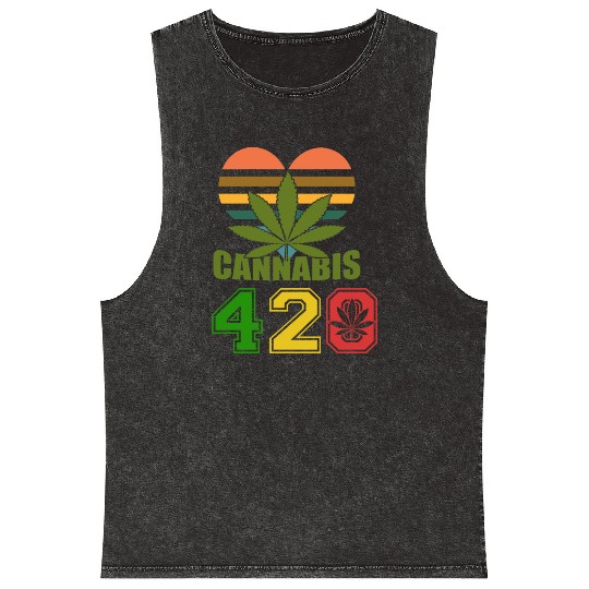 Hysteric 420 Love Good Herb Weed Marijuana Design Mineral Wash Tank Tops