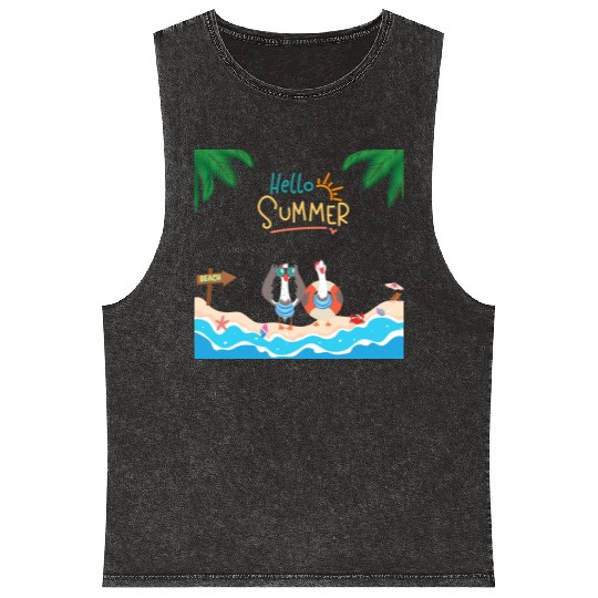 beach lobster Mineral Wash Tank Tops