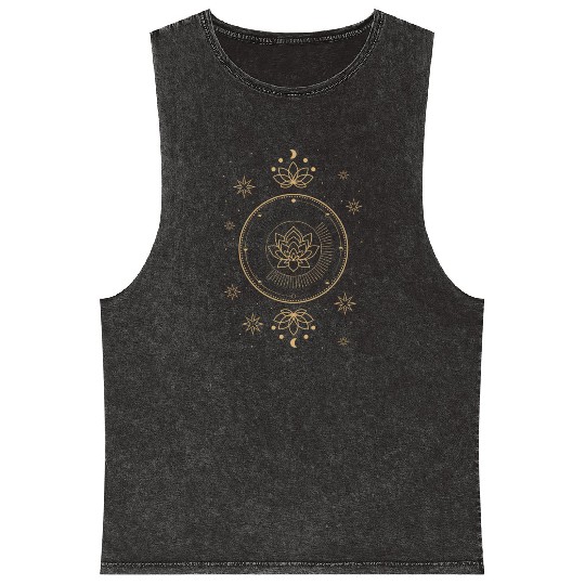 Celestial Flower Lotus Harmony Mineral Wash Tank Tops